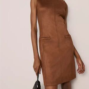 Ann Taylor Suede Seamed Sheath Dress